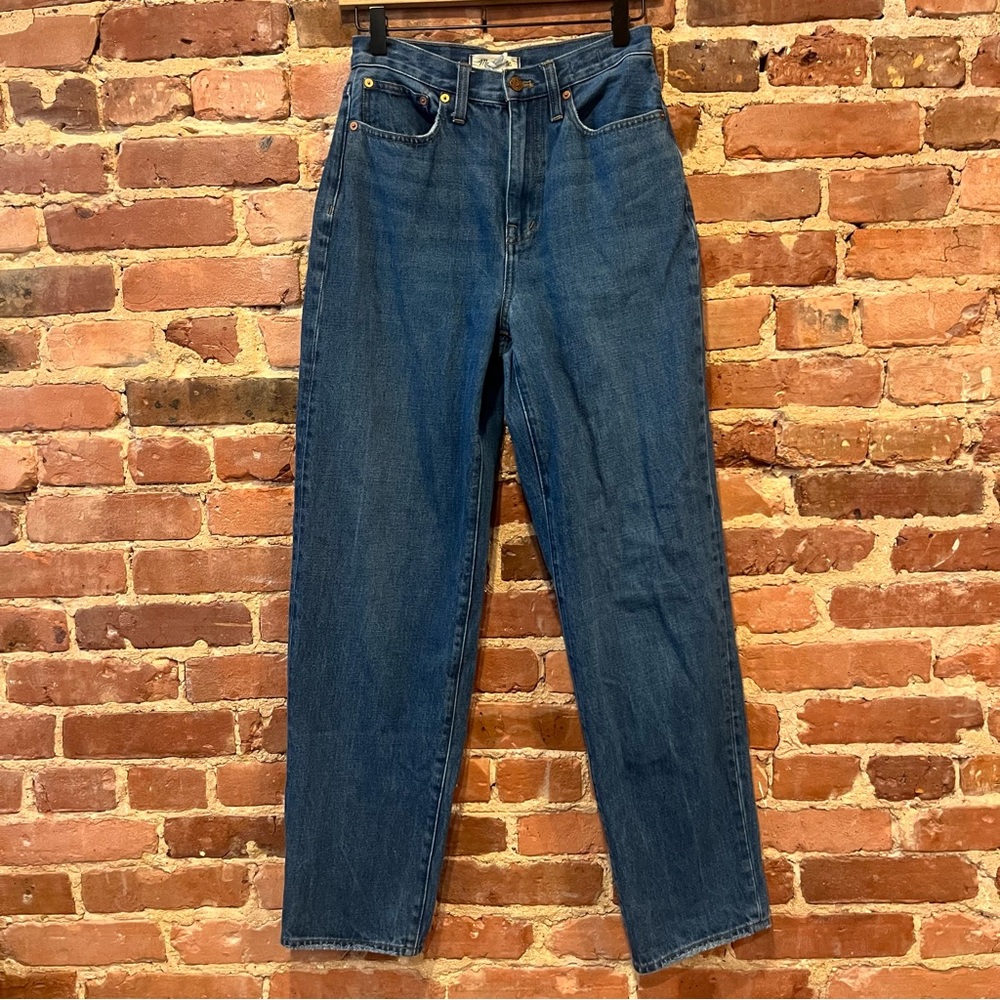 Madewell Baggy Straight Jean in Dark Worn Indigo Wash Size 25 NH463 Cotton Hemp